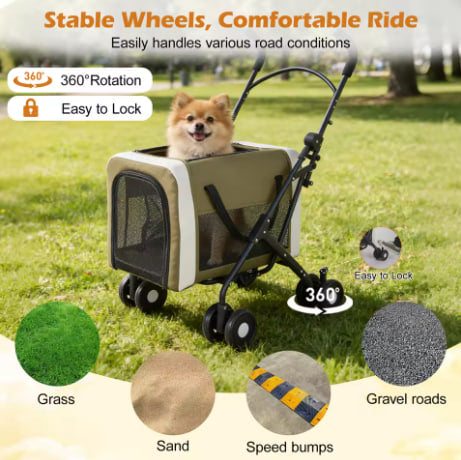 Apostasnovo 2-in-1 Pet Stroller: Premium Transport Cart with 360° Rotating Seat and Integrated Storage Basket
