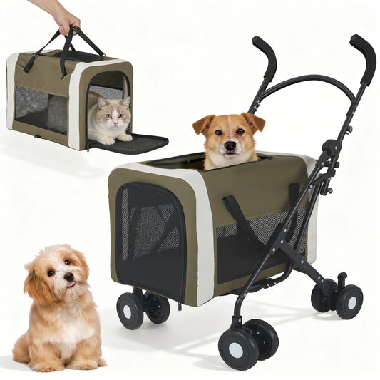 Apostasnovo Green Pet Stroller: Lightweight, Foldable, Perfect for Small to Medium Dogs & Cats - Ideal for Walks and Outings
