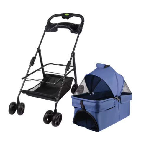 Apostasnovo Foldable Pet Stroller: Your Pet's Comfortable Ride | Dog & Cat Pram with Cup Holder & Storage Basket